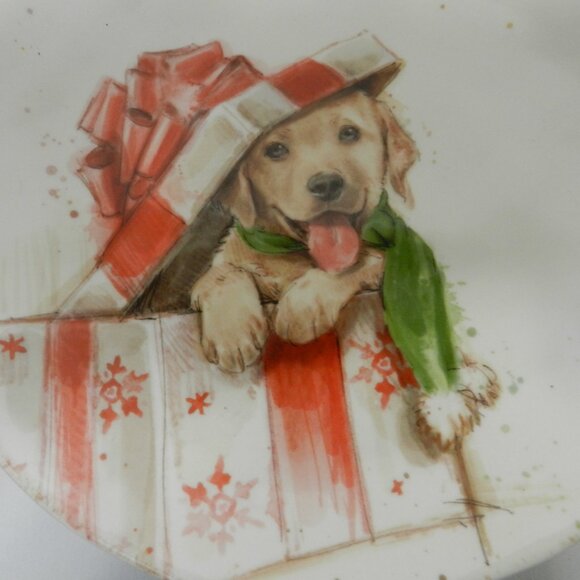 Southern Living Claus puppy dog Salad Starter Plate Set 6 assorted Christmas - Picture 6 of 11